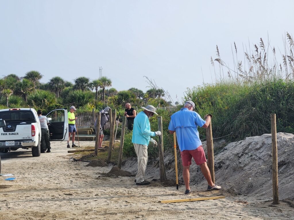photo of FRESPACE volunteers working on a beach dune